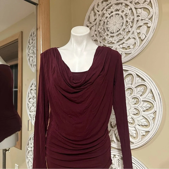 CAbi 570 Lola Merlot Draped Ruched Top - Picture 4 of 8